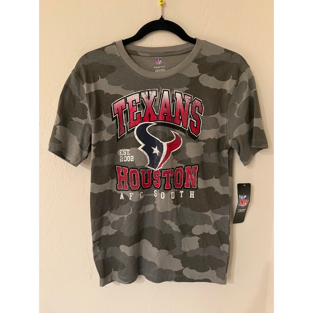 YOUTH NFL Team Apparel Houston Texans Camo T-Shirt Gray Size Medium (10/12) NWT
